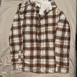 American Eagle Outfitters Brown and White Plaid Button-Down Shirt